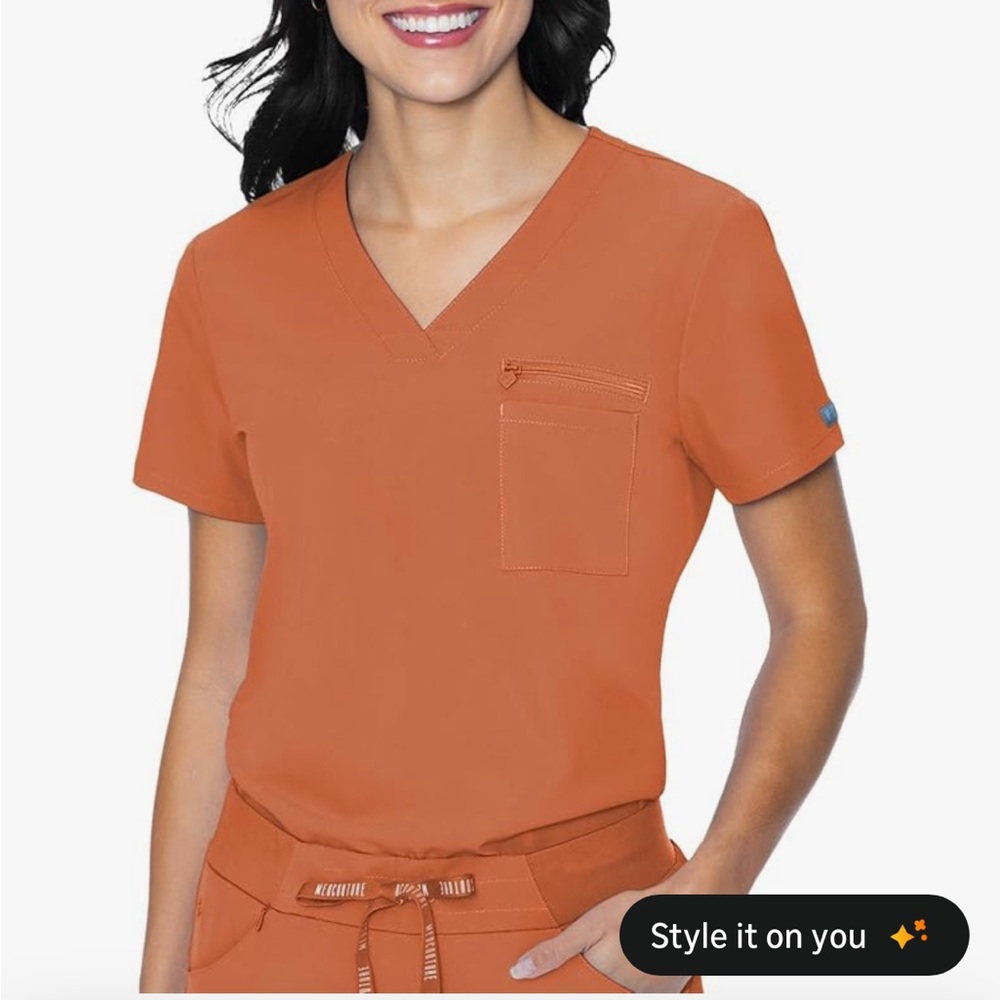 Med Couture Peaches Women's 1 Pocket Top, Cinnamon, Small